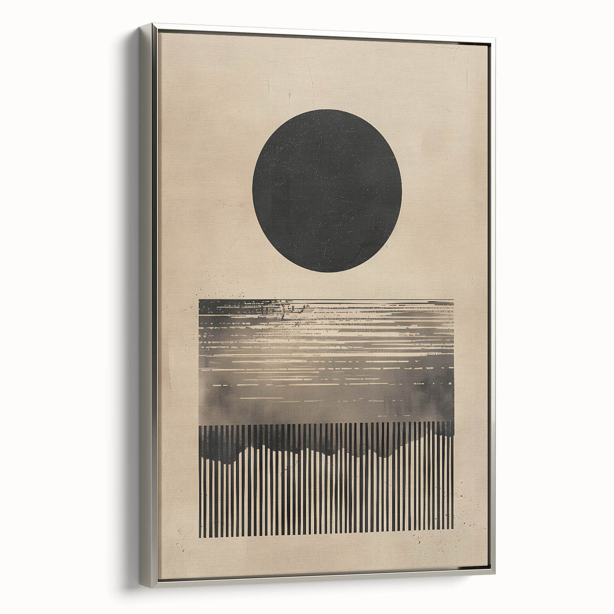 Abstract Wall Art – Beige and Black Minimalist Cosmic Geometry Print