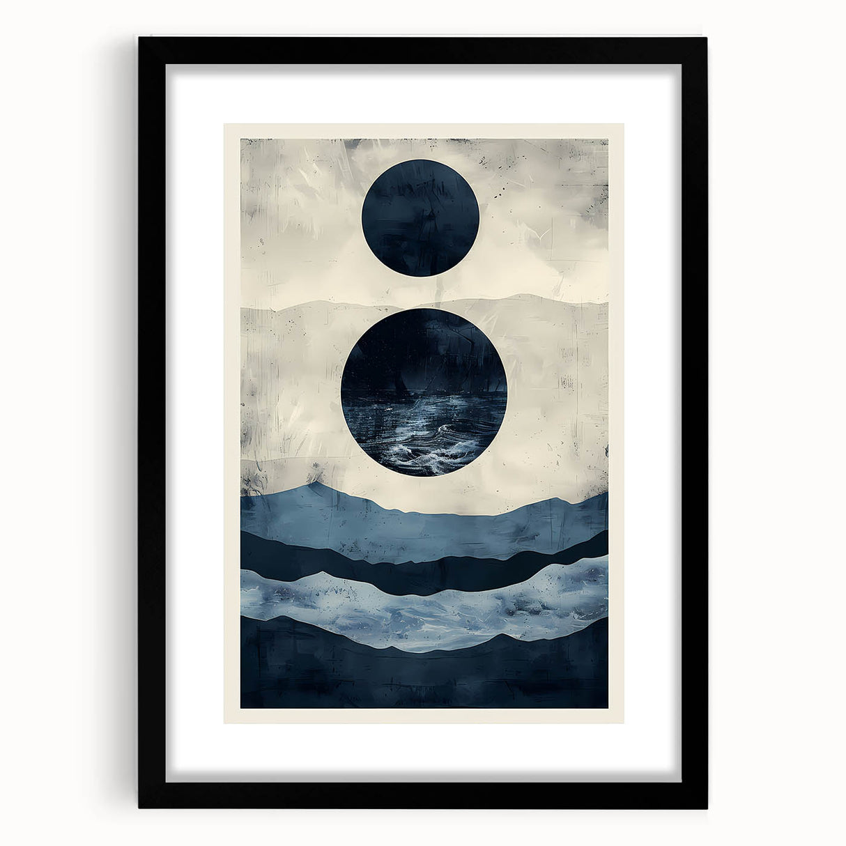 Earth Tone Art – Navy Blue Ocean-Inspired Abstract Minimalist Print