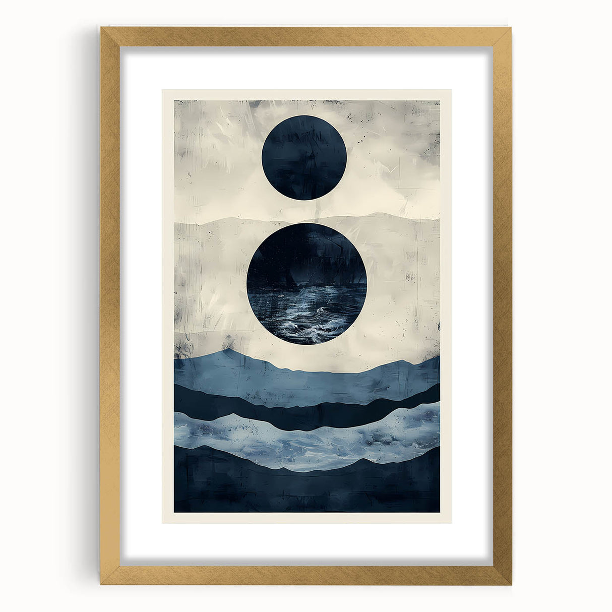 Earth Tone Art – Navy Blue Ocean-Inspired Abstract Minimalist Print