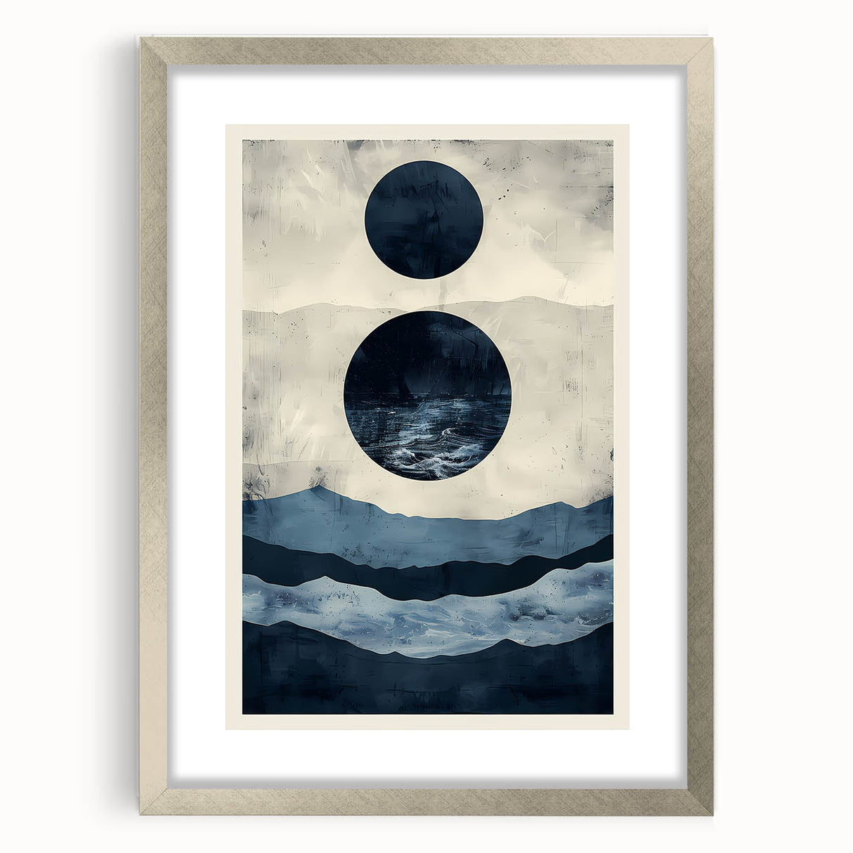 Earth Tone Art – Navy Blue Ocean-Inspired Abstract Minimalist Print