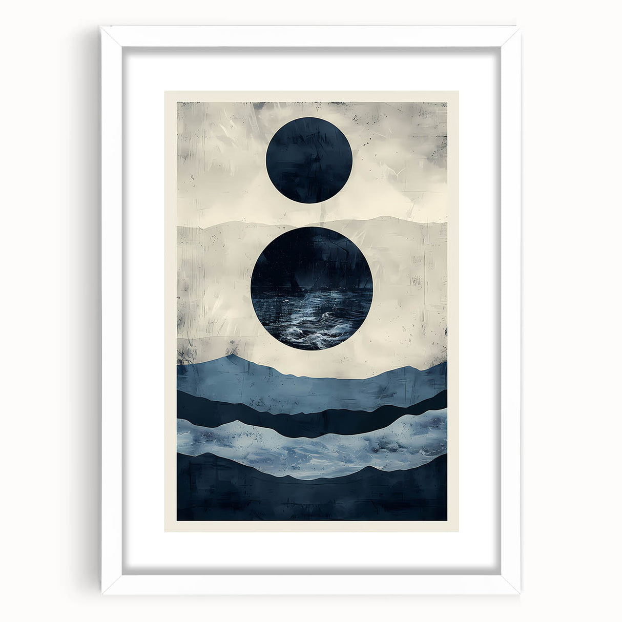 Earth Tone Art – Navy Blue Ocean-Inspired Abstract Minimalist Print