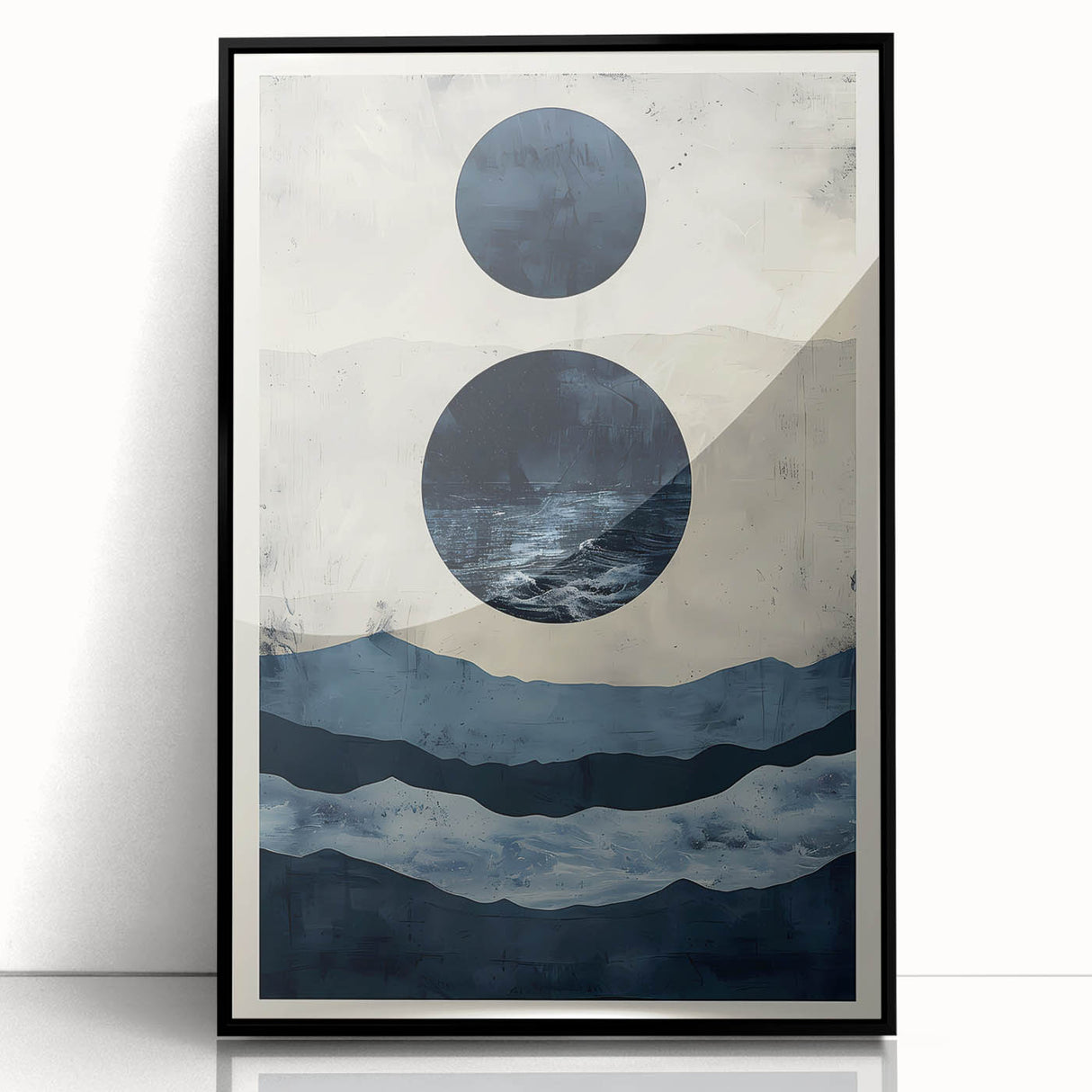 Earth Tone Art – Navy Blue Ocean-Inspired Abstract Minimalist Print