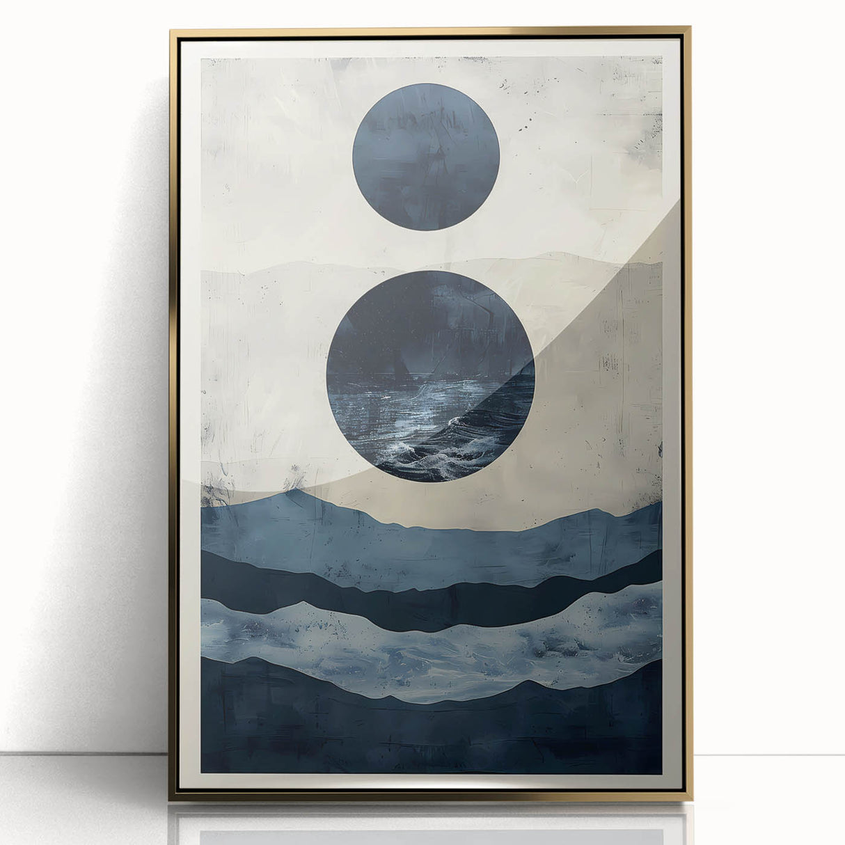 Earth Tone Art – Navy Blue Ocean-Inspired Abstract Minimalist Print