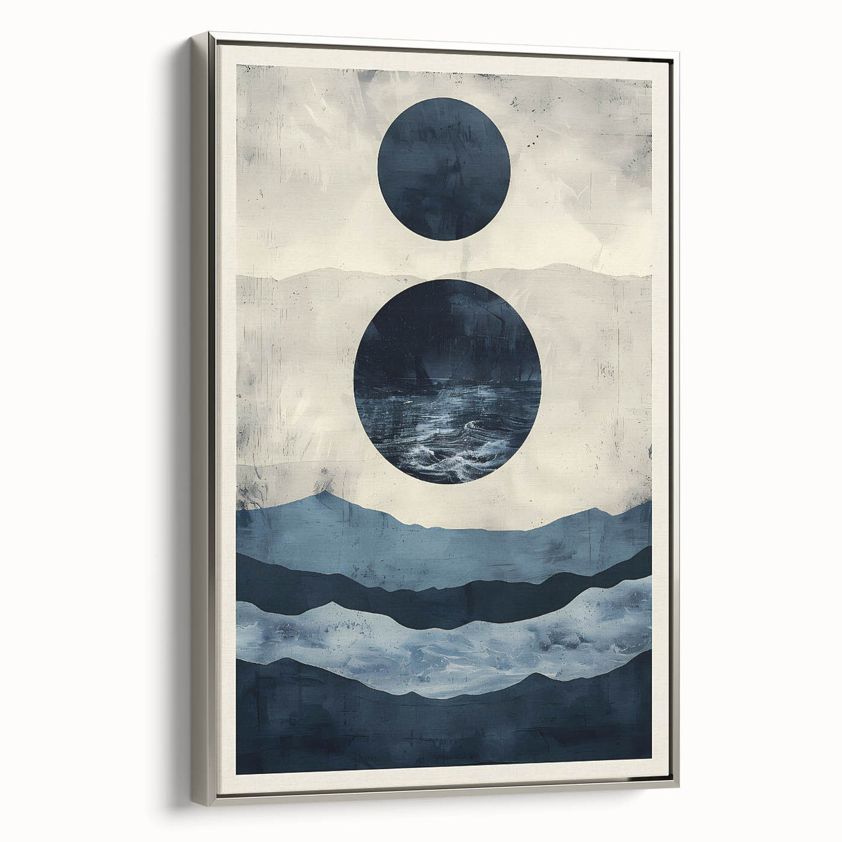 Earth Tone Art – Navy Blue Ocean-Inspired Abstract Minimalist Print