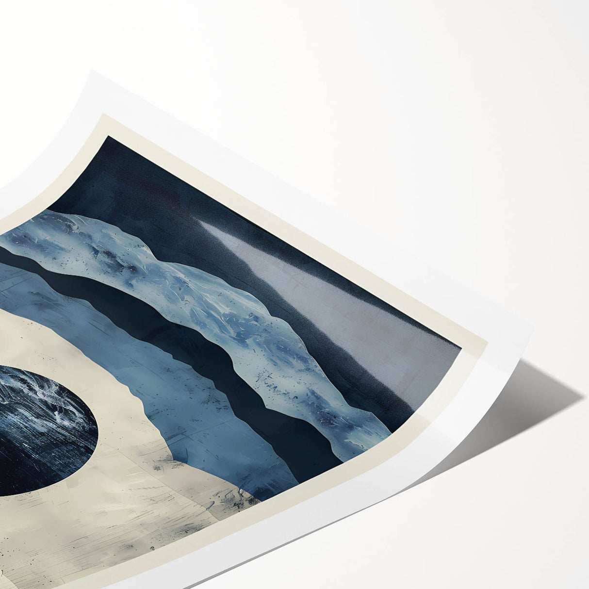 Earth Tone Art – Navy Blue Ocean-Inspired Abstract Minimalist Print