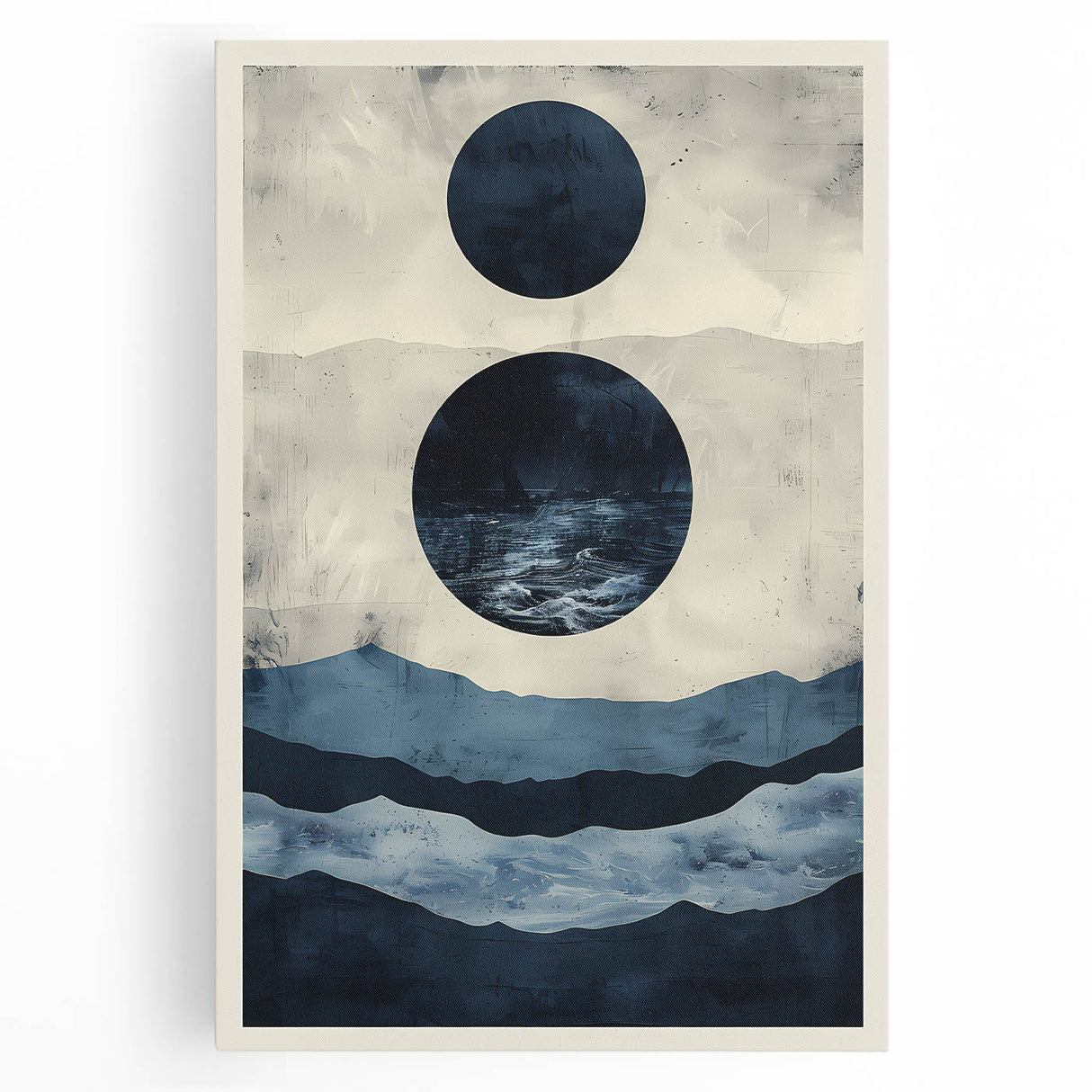 Earth Tone Art – Navy Blue Ocean-Inspired Abstract Minimalist Print
