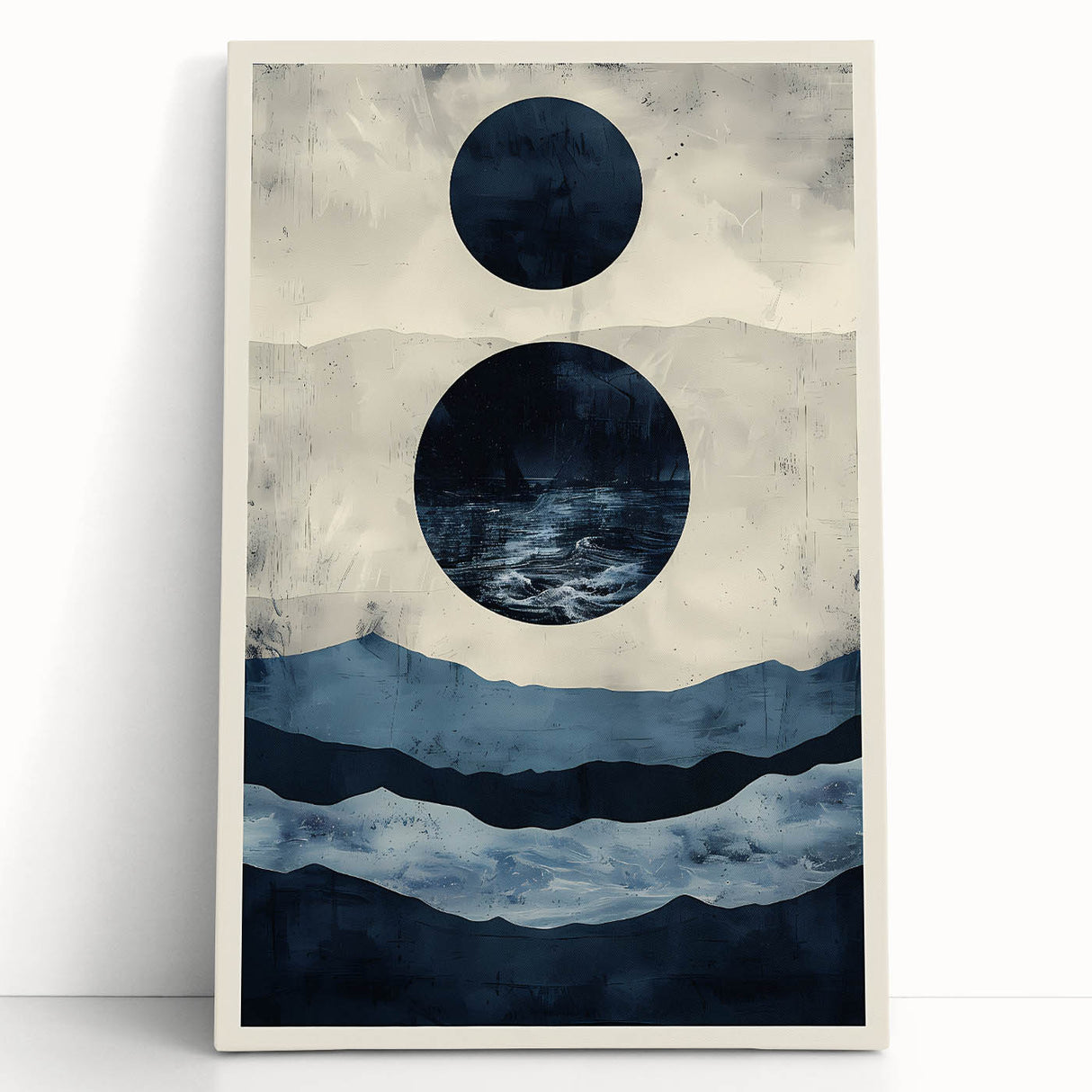 Earth Tone Art – Navy Blue Ocean-Inspired Abstract Minimalist Print