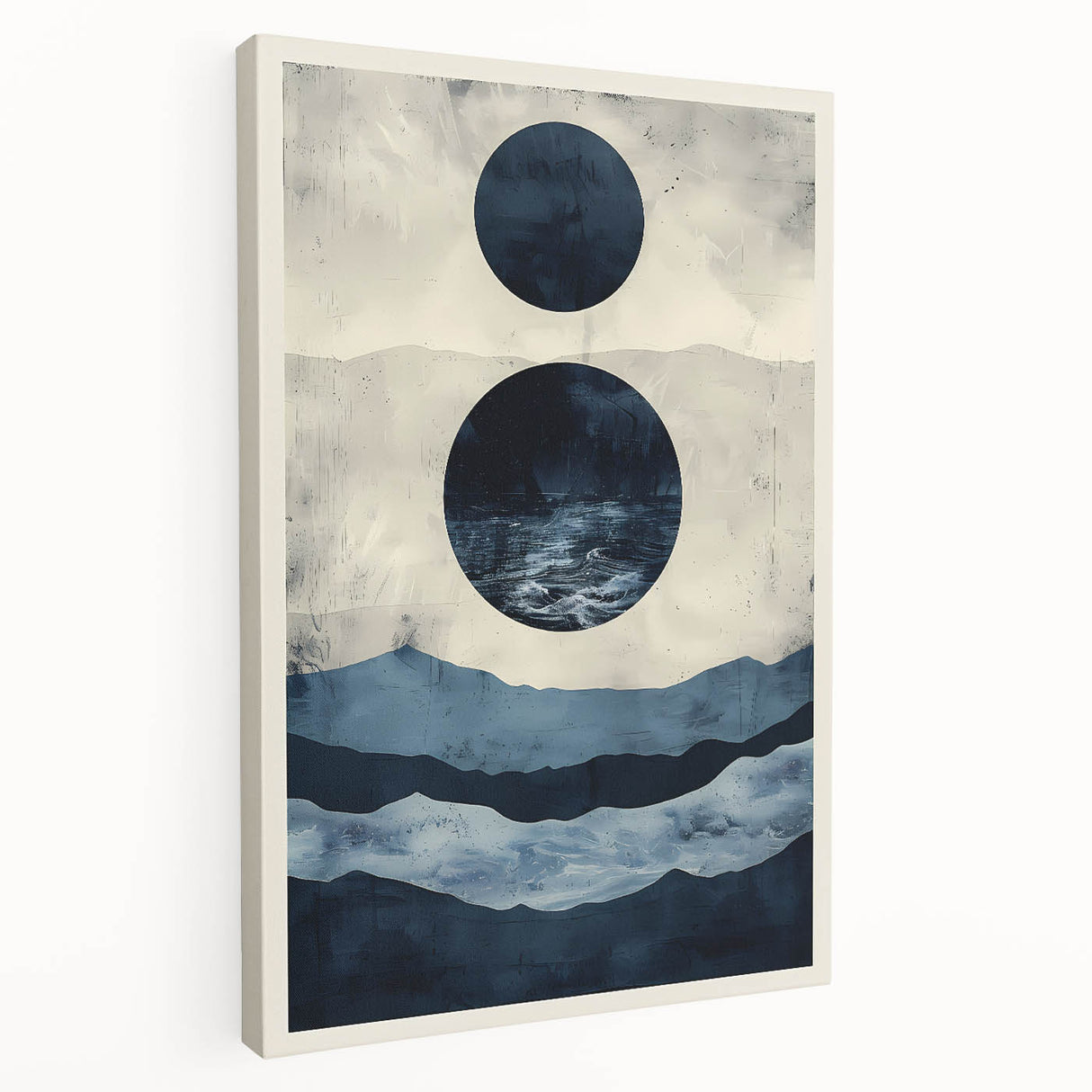 Earth Tone Art – Navy Blue Ocean-Inspired Abstract Minimalist Print