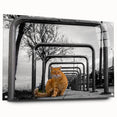 Urban Skyline Canvas Prints – Cat in City Symmetry Street Scene