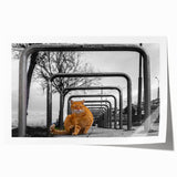 Urban Skyline Canvas Prints – Cat in City Symmetry Street Scene
