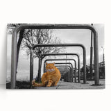 Urban Skyline Canvas Prints – Cat in City Symmetry Street Scene