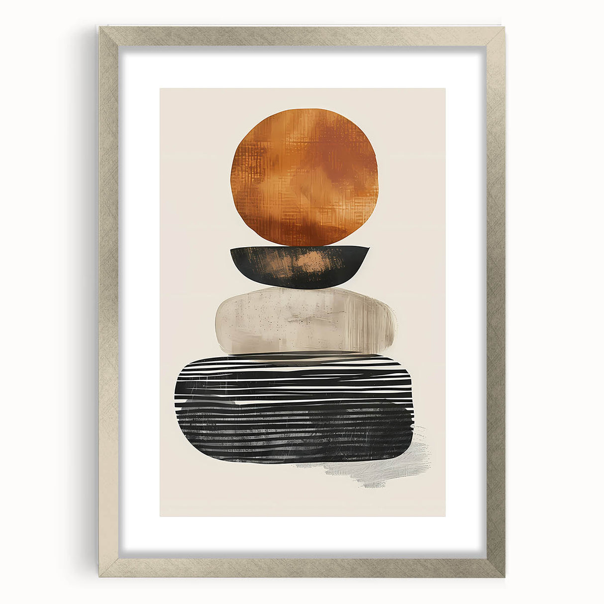 Contemporary Canvas Art – Earthy Stacked Shapes in Warm Tones