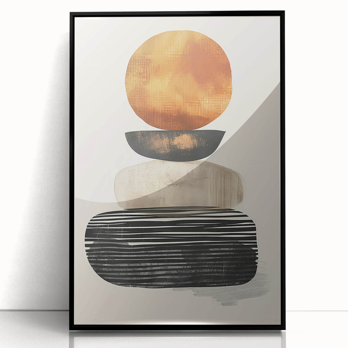 Contemporary Canvas Art – Earthy Stacked Shapes in Warm Tones