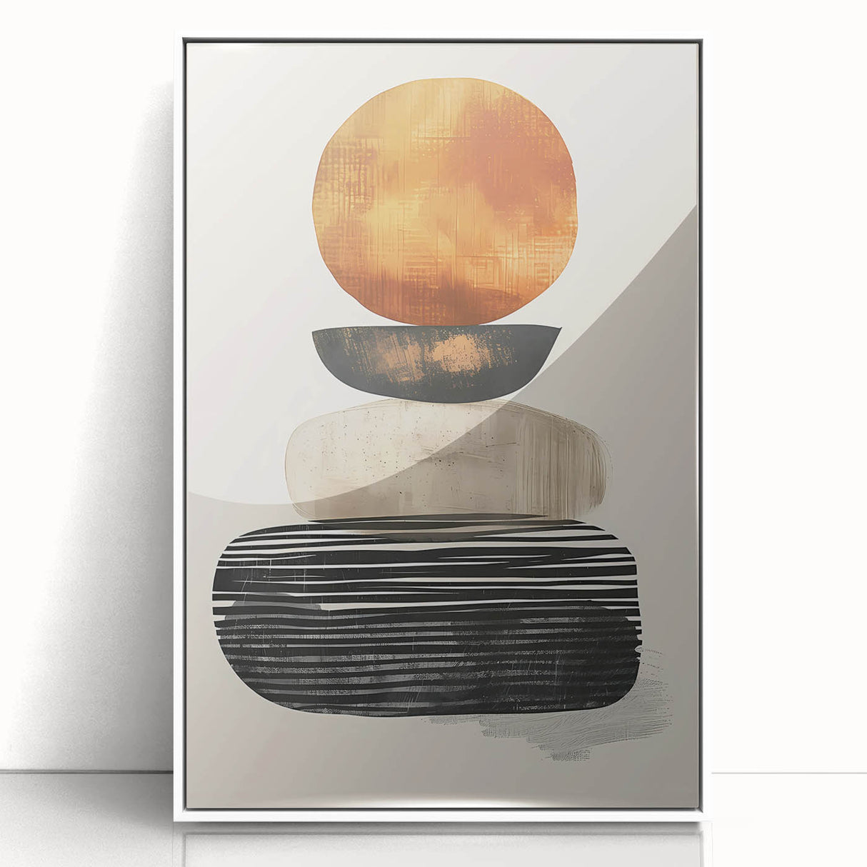 Contemporary Canvas Art – Earthy Stacked Shapes in Warm Tones
