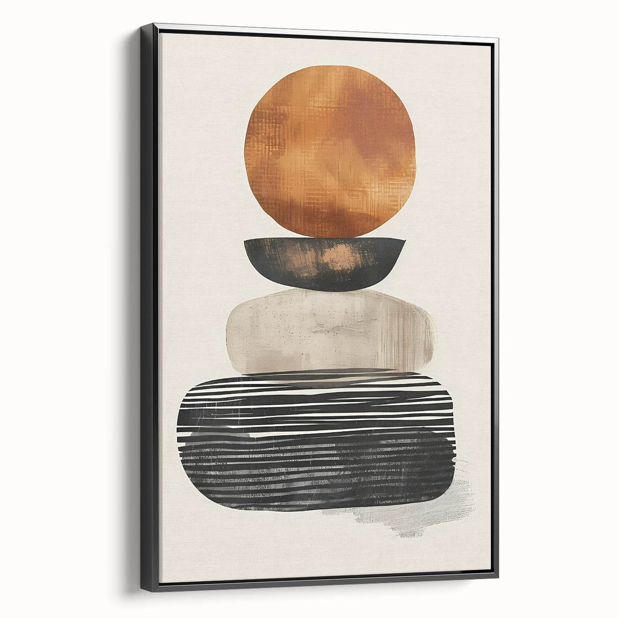 Contemporary Canvas Art – Earthy Stacked Shapes in Warm Tones