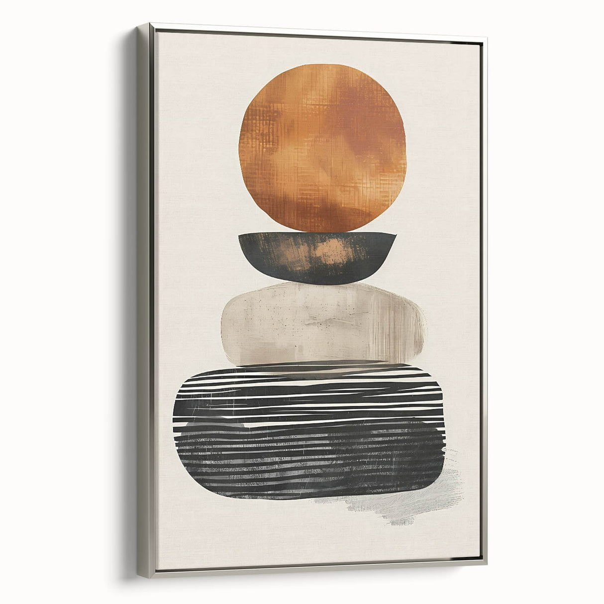 Contemporary Canvas Art – Earthy Stacked Shapes in Warm Tones