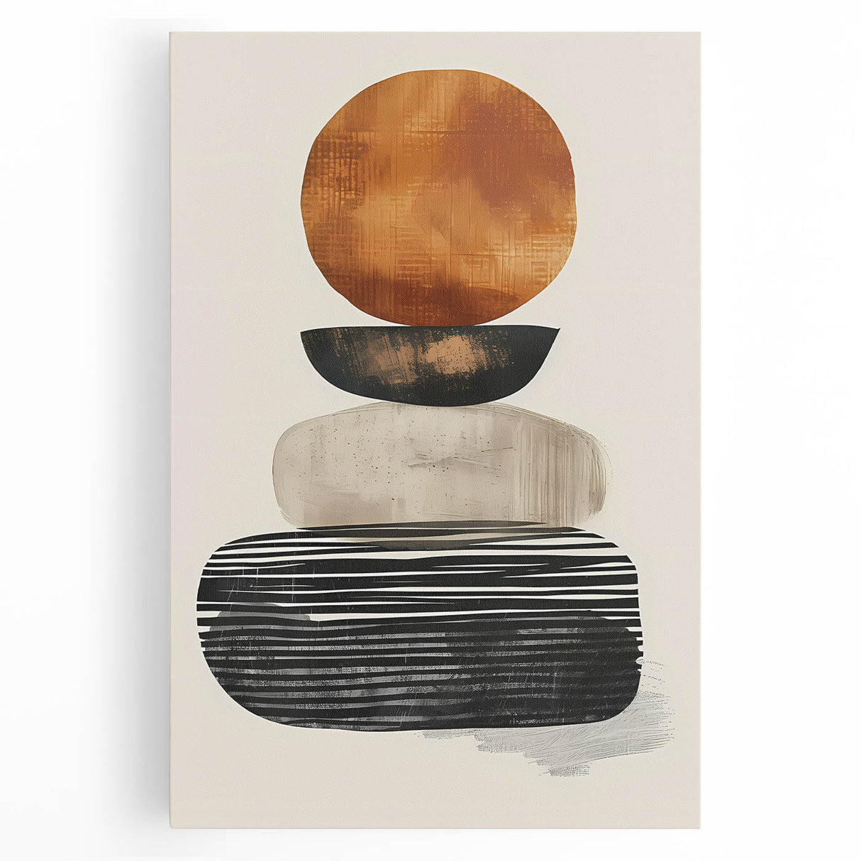 Contemporary Canvas Art – Earthy Stacked Shapes in Warm Tones