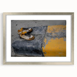 Metropolitan Photography Art – Urban Shoes on Yellow Curb Print