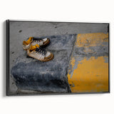 Metropolitan Photography Art – Urban Shoes on Yellow Curb Print