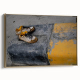 Metropolitan Photography Art – Urban Shoes on Yellow Curb Print