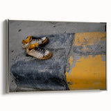 Metropolitan Photography Art – Urban Shoes on Yellow Curb Print