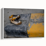 Metropolitan Photography Art – Urban Shoes on Yellow Curb Print