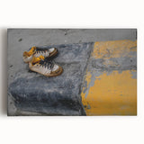 Metropolitan Photography Art – Urban Shoes on Yellow Curb Print