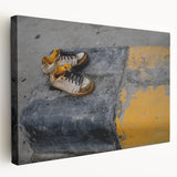 Metropolitan Photography Art – Urban Shoes on Yellow Curb Print