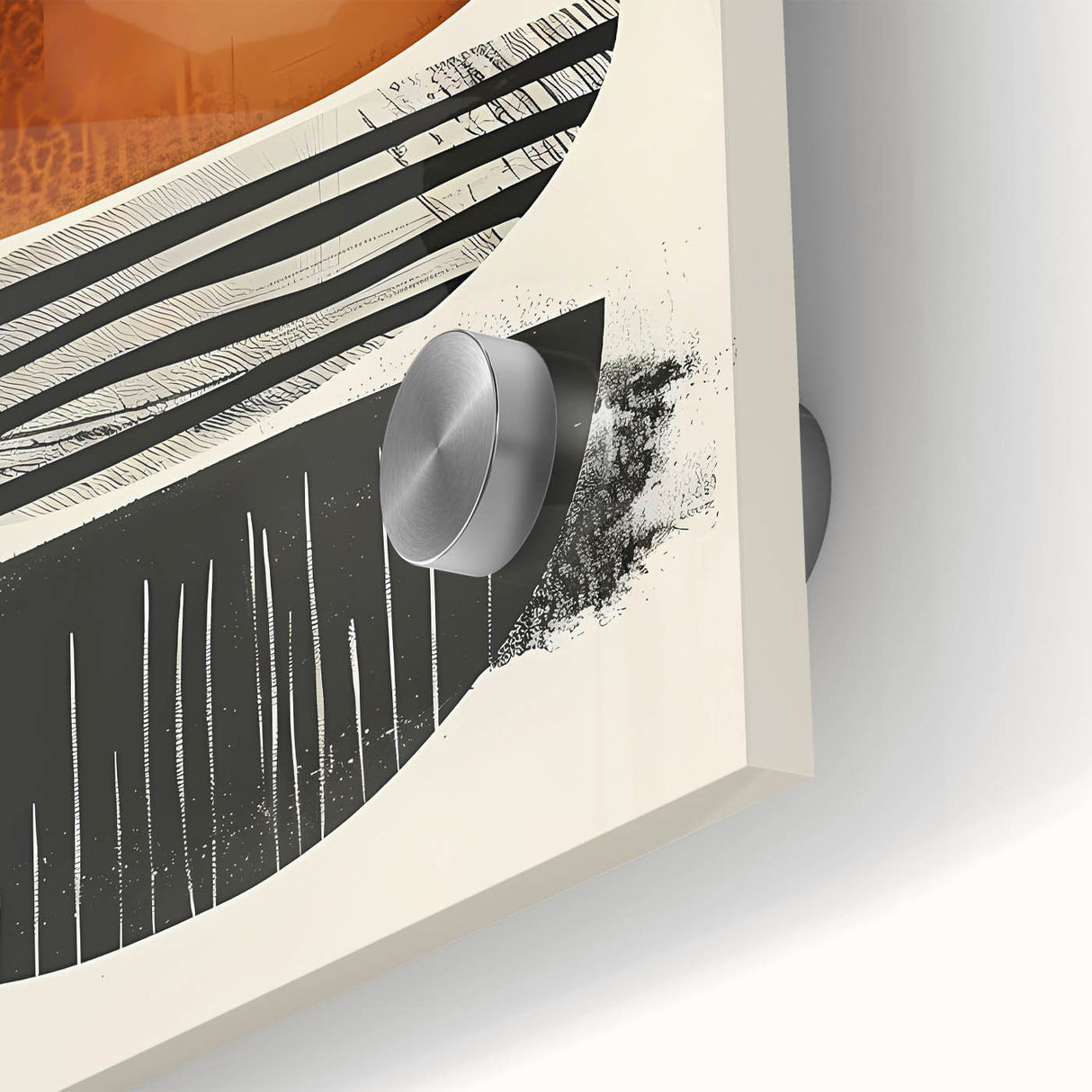Neutral Abstract Prints – Stacked Burnt Orange and Black Shapes Art