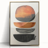 Neutral Abstract Prints – Stacked Burnt Orange and Black Shapes Art
