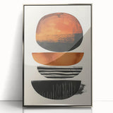 Neutral Abstract Prints – Stacked Burnt Orange and Black Shapes Art