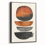 Neutral Abstract Prints – Stacked Burnt Orange and Black Shapes Art