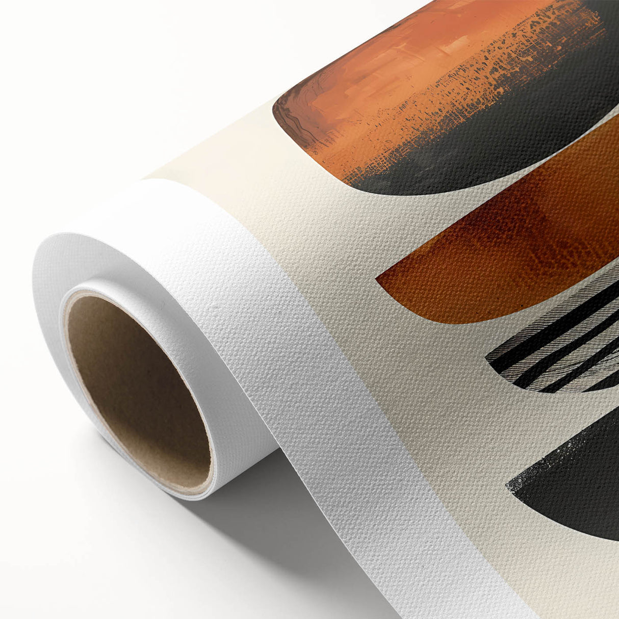 Neutral Abstract Prints – Stacked Burnt Orange and Black Shapes Art