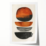 Neutral Abstract Prints – Stacked Burnt Orange and Black Shapes Art