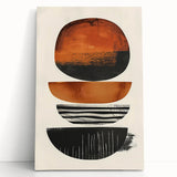 Neutral Abstract Prints – Stacked Burnt Orange and Black Shapes Art