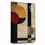 Geometric Abstract Wall Art – Vintage Gold and Burgundy Print