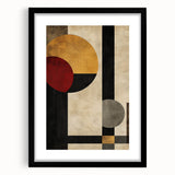 Geometric Abstract Wall Art – Vintage Gold and Burgundy Print