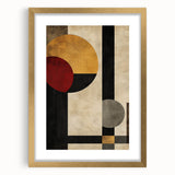 Geometric Abstract Wall Art – Vintage Gold and Burgundy Print