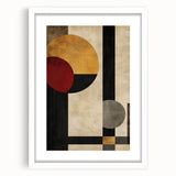 Geometric Abstract Wall Art – Vintage Gold and Burgundy Print