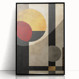 Geometric Abstract Wall Art – Vintage Gold and Burgundy Print