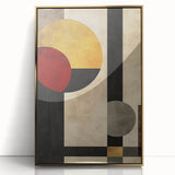 Geometric Abstract Wall Art – Vintage Gold and Burgundy Print