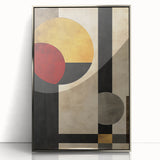 Geometric Abstract Wall Art – Vintage Gold and Burgundy Print