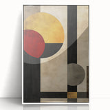 Geometric Abstract Wall Art – Vintage Gold and Burgundy Print