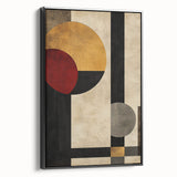 Geometric Abstract Wall Art – Vintage Gold and Burgundy Print