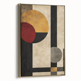 Geometric Abstract Wall Art – Vintage Gold and Burgundy Print