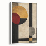 Geometric Abstract Wall Art – Vintage Gold and Burgundy Print