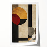 Geometric Abstract Wall Art – Vintage Gold and Burgundy Print