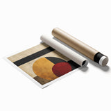 Geometric Abstract Wall Art – Vintage Gold and Burgundy Print