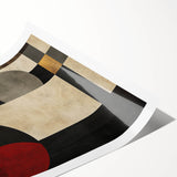 Geometric Abstract Wall Art – Vintage Gold and Burgundy Print