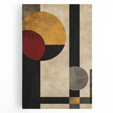 Geometric Abstract Wall Art – Vintage Gold and Burgundy Print